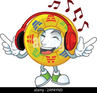 Musik chinesischen Kreis feng shui Maskottchen Cartoon Character Design Stock Vektor