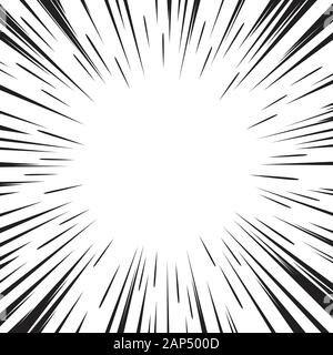 Comic Book Speed Lines. Flash Explosion radial Hintergrund. Vector Illustration. Stock Vektor