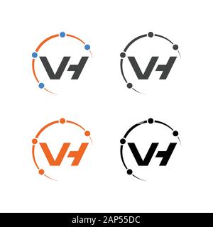 Initial VH Logo Design, High tech VH Monogramm Stock Vektor