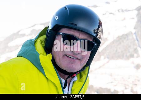 Kitzbühel, Österreich - Januar 21: Bild zeigt Skilegende Franz Klammer am Hausberg Kante während der FIS Ski World Cup - 80. Hahnenkamm Rennen Kitzbühel - Vorschau - am 21. Januar 2020 in Kitzbühel, Österreich. (Foto von IBEX/ESPA-Bilder) Stockfoto