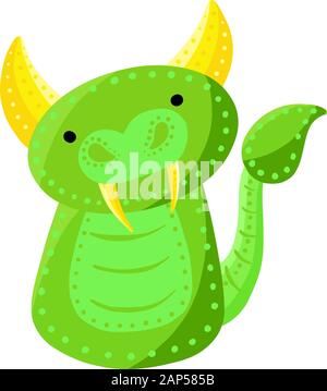 Niedlich grünen Cartoon Dragon Dinosaurier oder Eidechse Vektor Cartoon Illustration Stock Vektor