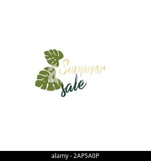 Tag online einkaufen - Summer Sale. Stilvolles logo Layout für eine store - tropische Blätter Stock Vektor