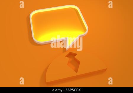 Business-Symbole mit Dialog-Sprechblasen als Kopf. Gedanken an die Eröffnungsmetapher Stockfoto