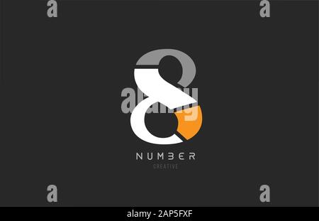 Nummer 8 Acht für Unternehmen Logo Icon Design in Grau orangen und weißen Farben. Verwendbar für eine Wortmarke oder Business Stock Vektor
