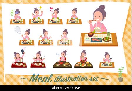 Eine Reihe von Frauen über Mahlzeiten. Japanische und chinesische Küche, westliche Gerichte und so weiter. Es ist Vektor Kunst so ist es leicht zu bearbeiten. Stock Vektor