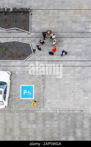 Antenne - Parkplatz mit Behinderten spot, Borgarfjordur, Island Stockfoto