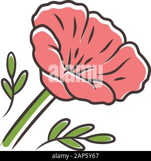 Kalifornischer Mohn rot Farbe Symbol. Papaver rhoeas. Mais stieg blühenden Wildblumen. Krautigen Pflanzen. Feld common Poppy. Sommer blühen. Isolierte Vektor Stock Vektor