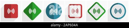 WiFi-Symbolsatz, Vektorgrafiken in flachem Design in 6 Optionen für Webdesign und mobile Anwendungen in eps 10 Stock Vektor