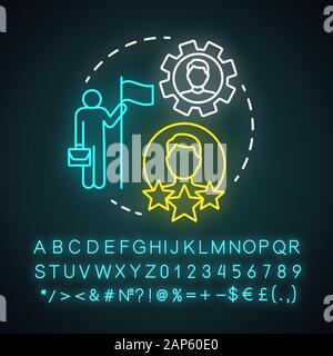CEO Neon Licht Konzept Symbol. Chief Executive, Boss, Top Manager Idee. Führung, Karriere und persönliche Leistung. Am besten Mitarbeiter. Glühende alpha Stock Vektor