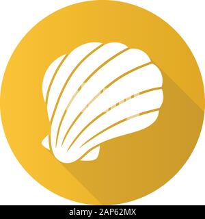 Meer shelll Gelb flache Bauweise lange Schatten glyph Icon. Marine Muschel Muschel. Schutzschicht für Tier. Tropische Souvenir. Aquarium Kreatur. Stock Vektor
