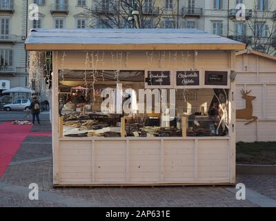 TURIN, Italien - ca. Dezember 2019: Weihnachtsmarkt Stockfoto