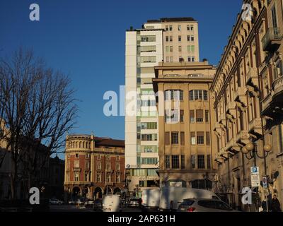 TURIN, Italien - ca. Dezember 2019: Piazza Solferino Square Stockfoto
