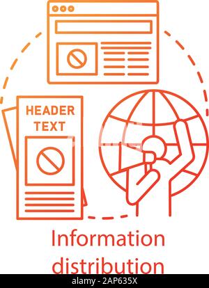 Informationen Distributionskonzept Symbol. Gewaltfreier Widerstand, Propaganda verbreitete Idee, dünne Linie Abbildung. Aktivist mit Megaphon, Flyer und Onlin Stock Vektor