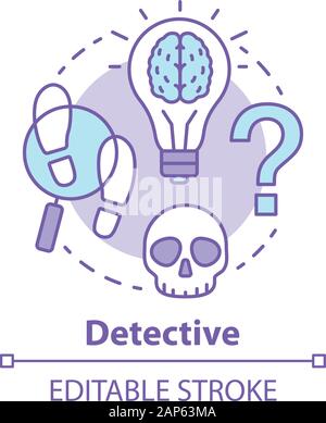 Detektiv Literatur konzept Symbol. Krimis Idee dünne Linie Abbildung. Geheimnis Kriminalgeschichte und Untersuchung. Kriminalroman. Beweis suchen Stock Vektor