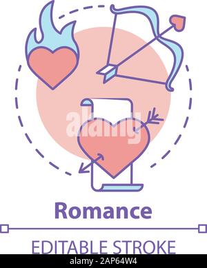 Romanistik Konzept Symbol. Romantische Bücher Idee dünne Linie Abbildung. Liebe herzzerreissende Geschichten & Gedichte. Liebe und Leidenschaft. Vektor isol Stock Vektor