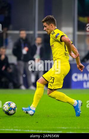 Mailand - Oct 23, 2019: Thorgan Gefahr 23. FC Inter-Borussia Dortmund. Champions League. Stadio San Siro Stockfoto