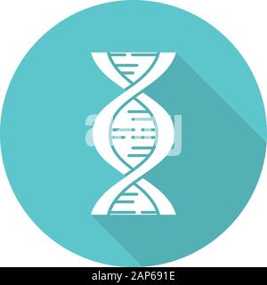 Biophysik türkis flache Bauweise lange Schatten glyph Icon. Genetik Forschung. DNA-Helix Molekülstruktur. Genom wissenschaftliche Studien. Chromosom gen. Stock Vektor