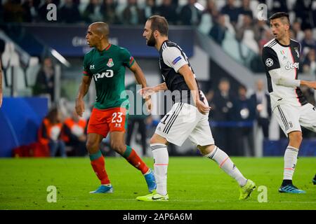 Turin - Oct 22, 2019: Gonzalo Higuain 21. Juventus - Lokomotive Moskau. UEFA Champions League. Mathcday 3. Allianz Stadion. Stockfoto