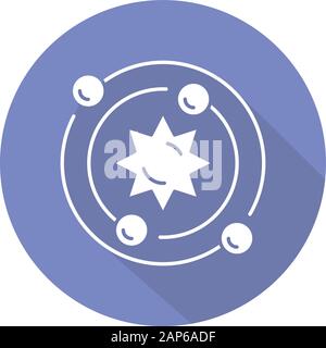 Astrophysik Blau Violett flache Bauweise lange Schatten glyph Icon. Astronomie Zweig. Studie von Universum, Sterne, Planeten, Galaxien. Astrophysikalischen Entdeckungen. Stock Vektor