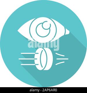 Optik türkis flache Bauweise lange Schatten glyph Icon. Licht Physik Zweig. Optometrie und Ophthalmologie wissenschaftlicher Forschung. Lichtstrahlen, die Reflexion und Stock Vektor