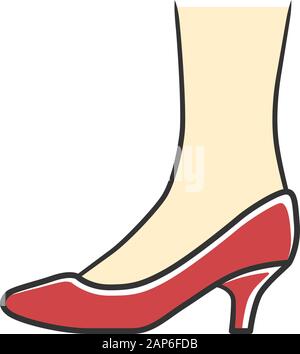 Kitten Heel Schuhe rote Farbe Symbol. Frau stilvolle Formelle Schuhe Design. Weibliche Casual und formale retro Pumpen von der Seite. Modische Damen Kleidung ac Stock Vektor