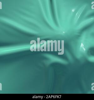 Abstrakte und glänzenden Luxus Seidentuch in Form von Flüssigen wave mit Falten. Satin oder Samt material Hintergrund in beliebten Aqua Menthe Farbe. 3d-illustra Stockfoto