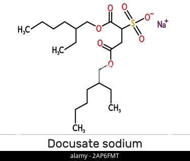 Docusate, dioctyl Sulfosuccinat, Docusat-natrium, C20H37NaO7S Molekül, ist ein Hocker Weichmacher für die Behandlung der Verstopfung als gemeinsame Abführmittel. S Stockfoto