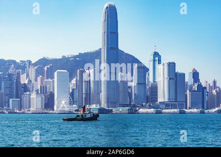 Schleppschiff im Hafen. Hongkong. Stockfoto