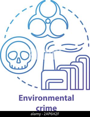 Umweltkriminalität Konzept Symbol. Ökologische Katastrophe Idee dünne Linie Abbildung in blau. Umweltverschmutzung durch die Industrie. Schadstoffe und toxicans Emission. Che Stock Vektor