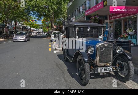 1930 Austin 7 Roadster Special auf Street im Stadtzentrum von Nelson, Südinsel, Neuseeland geparkt Stockfoto