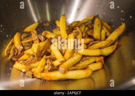Lecker Golden Brown Dutch Fries Nahaufnahme Stockfoto