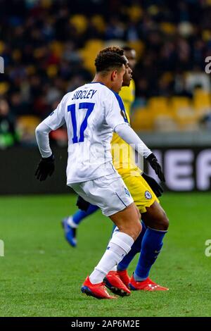 Kiew - Mar 14, 2019: Sidcley 17. Dynamo Kiew - FC Chelsea London. UEFA Europa League. NSC Olympiyskiy Stadion Stockfoto