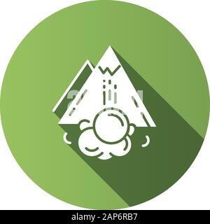 Lawine grünen, flachen Design lange Schatten glyph Icon. Plötzliche snowslide, Erdrutsch. Unerwartete Bergsturz. Schnee und Eis nach unten fallen. Natürliche Stock Vektor