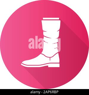 Frauen Kalb Stiefel rosa flache Bauweise lange Schatten glyph Icon. Schuhe aus Leder von der Seite. Weibliche flachem Absatz schuhe Design für den Herbst, Frühling und Winter Stock Vektor