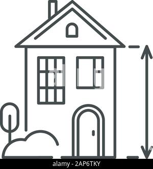 Hohe Decken Haus lineare Symbol. Zwei Geschichte Home Exterieur. Stadthaus Fassade. Modernes Ferienhaus, Reihenhaus. Thin Line Kontur Symbole. Isolierte Vektor outl Stock Vektor