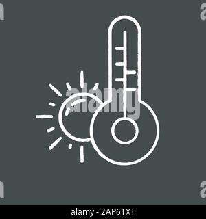 Wettervorhersage chalk Symbol. Antizyklone. Dürre. Atmosphärische Bedingungen und Lufttemperatur. Sun und Thermometer. Meteorologische Beobachtungen. Globa Stock Vektor