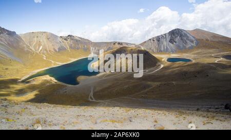 Birdview Lago de la Luna und Lago del Sol, Nevado de Toluca, Mexiko Stockfoto