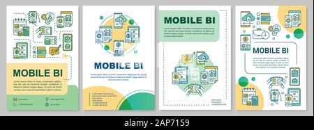 Mobile BI Broschüre Vorlage. Business Intelligence. Flyer, Broschüre, Prospekt drucken, Cover Design, lineare Abbildungen. Vektor Seitenlayouts für Magazin Stock Vektor