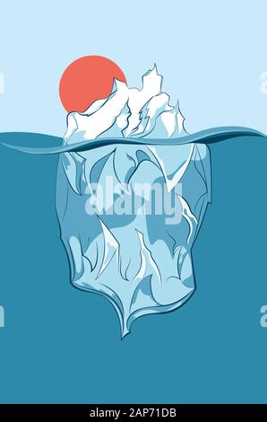 Design einer abstrakten cartoon Eisberg, schwebenden Masse an Eis. Stock Vektor