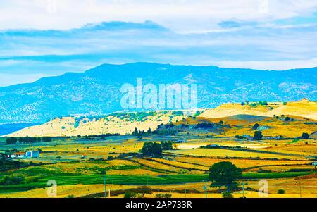 Landwirtschaftliche Felder in Nuoro Provinz am Berg Ortobene Sardinien reflex Stockfoto