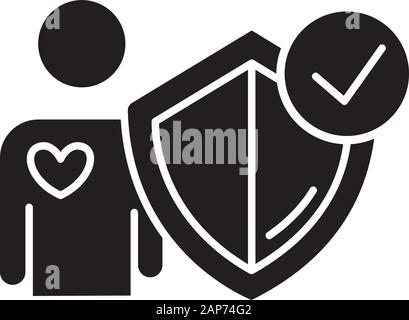 Lebensversicherung glyph Icon. Investitionen in Personal Healthcare. Schutz, sichere Leben. Soziale Absicherung. Schützen, die Immunität. Silhouette Symbol. Nega Stock Vektor