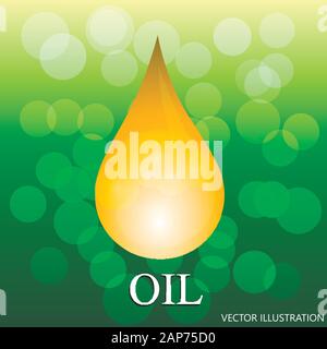 Helles öl Tropfen auf grünem Hintergrund. Symbol der Tropfen Öl oder Honig. Abbildung. Stock Vektor