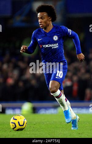 London, Großbritannien. 21 Jan, 2020. William von Chelsea in Aktion. Premier League match, Chelsea v Arsenal an der Stamford Bridge in London am Dienstag, den 21. Januar 2020. Dieses Bild dürfen nur für redaktionelle Zwecke verwendet werden. Nur die redaktionelle Nutzung, eine Lizenz für die gewerbliche Nutzung erforderlich. Keine Verwendung in Wetten, Spiele oder einer einzelnen Verein/Liga/player Publikationen. pic von Steffan Bowen/Credit: Andrew Orchard sport Fotografie/Alamy leben Nachrichten Stockfoto