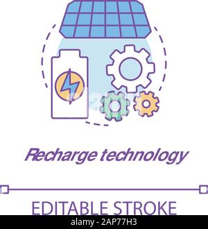 Aufladen Technologiekonzept Symbol. Sun Batterien Idee dünne Linie Abbildung. Moderne Akkumulatoren, Power Units. Innovative Energiequelle. Vektor isolat Stock Vektor