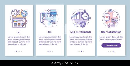 Software Entwicklung Onboarding mobile App Seite Bildschirm mit linearen Konzepten. UX-Entwurf, Prototyping walkthrough Schritte grafische Anweisungen. UX, Benutzeroberfläche Stock Vektor
