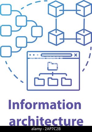 Informationen Architektur Konzept Symbol. Software Development Kit Idee dünne Linie Abbildung. Die Verwaltung von Benutzerdaten und die Sitemap. Programm Entwickler. Stock Vektor