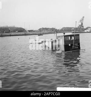 Binnen schiff in den Rhein Amsterdam Canal in der Nähe von Utrecht Datum: 19 Januar 1961 Standort: Amsterdam-rhein-Kanal, Utrecht Keywords: Binnenschiffe Stockfoto