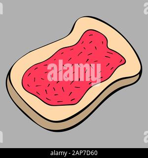 Vector Illustration von Toast mit Marmelade auf einem grauen Hintergrund isoliert Stock Vektor