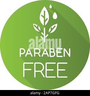 Parabenfrei grünen, flachen Design lange Schatten glyph Icon. Organische, ungiftig, nicht-chemische Pharmazie. Natürliche Kosmetik hypoallergen. Produkt kostenlos in Stock Vektor