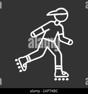 Inline Skating chalk Symbol. Freestyle Inline Skaten. Fitness skating. Teenager auf rollerblades. Person auf Rollschuhen. Extreme Sport. Isolierte Vektor Stock Vektor